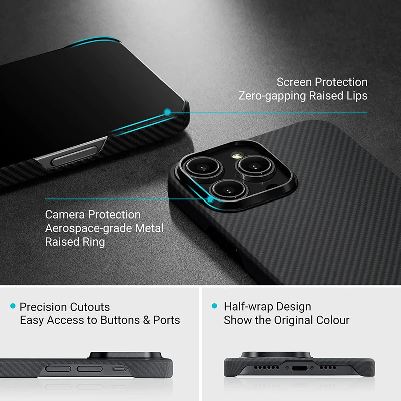 Pitaka Iphone 14 Pro Magez Case - Black/Grey Twill