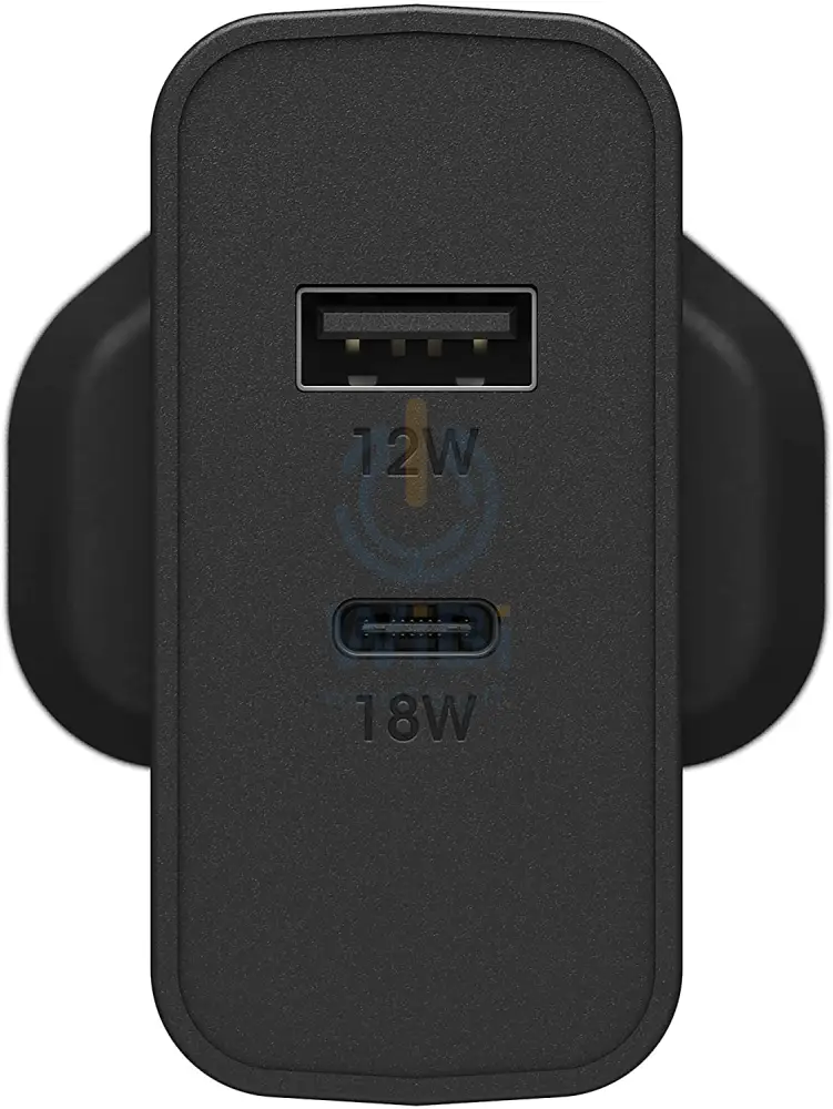 OtterBox UK Wall Charger 30W – USB C 18W + USB A 12W USB-PD – Black (Warehouse Packed)