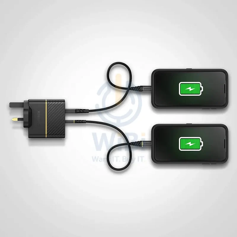OtterBox UK Wall Charger 30W – USB C 18W + USB A 12W USB-PD – Black (Warehouse Packed)