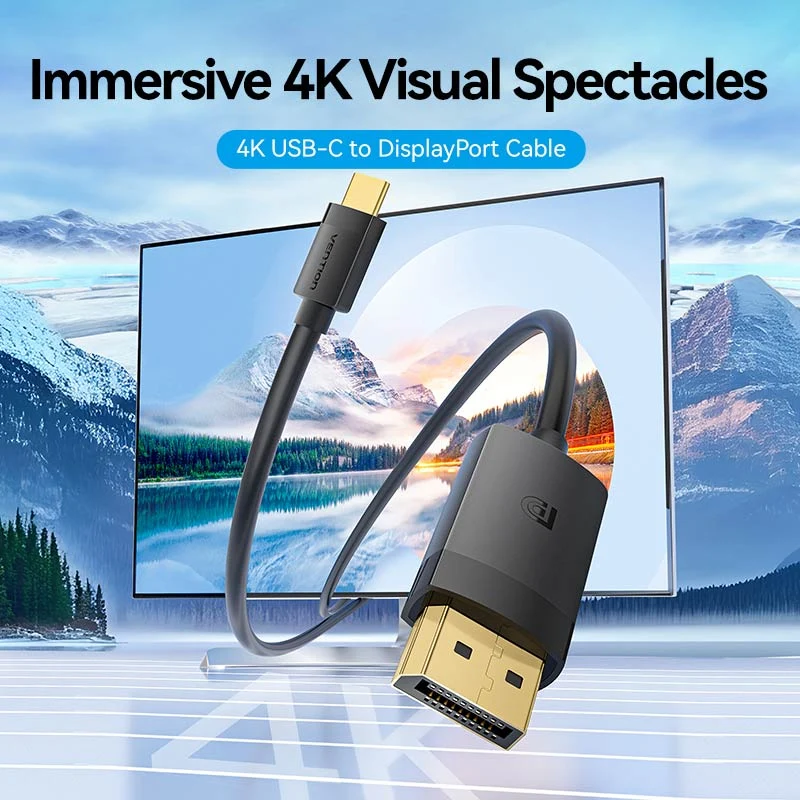 كابل فينشن من USB-C إلى ديسبلاي بورت - 4K / 2 متر / أسود