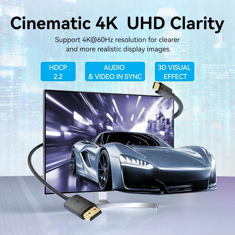 كابل فينشن من USB-C إلى ديسبلاي بورت - 4K / 2 متر / أسود