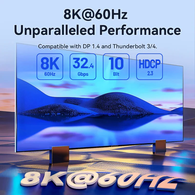 كابل فينشن يو إس بي C إلى ديسبلاي بورت - 8K / بطول 2 متر / أسود