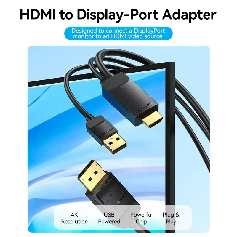 كابل فينشن إتش دي إم آي إلى ديسبلاي بورت - 4K / بطول 1.5 متر / أسود