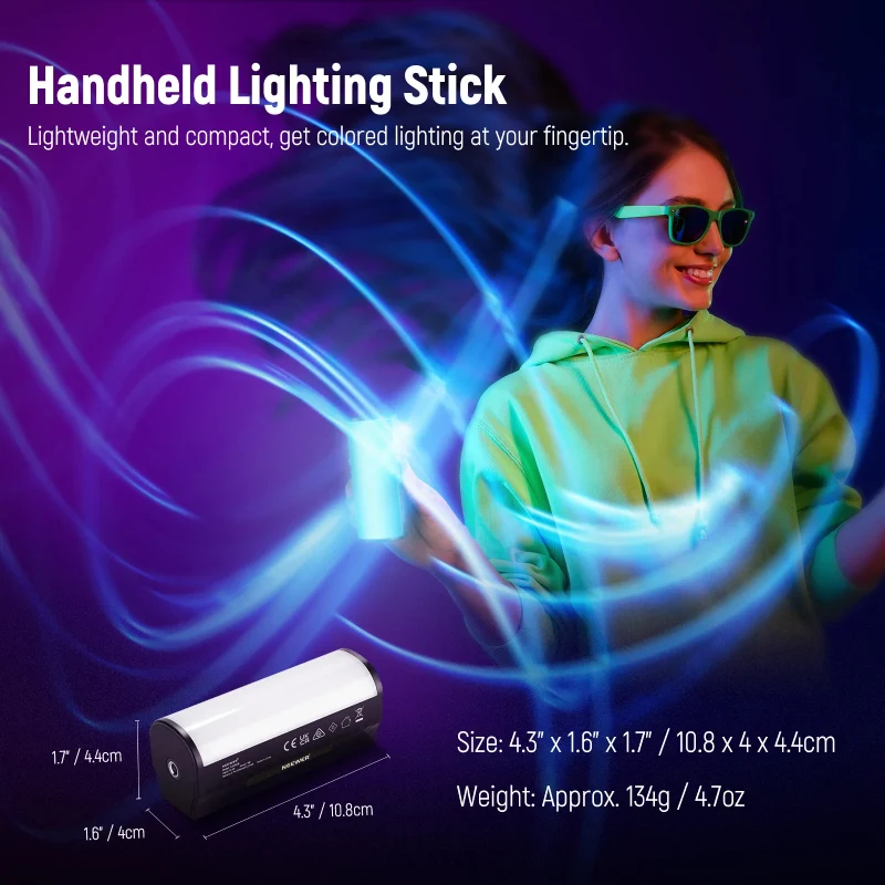 عصا إضاءة محمولة نيوير بيسكس TL96 RGB مغناطيسية - 2500 مللي أمبير / 6 واط