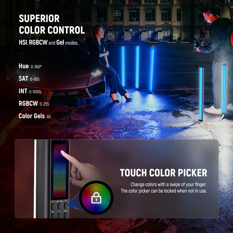 NEEWER TL60 20W RGB Tube Light with APP/2.4G/DMX Control - 3000mAh / 20W