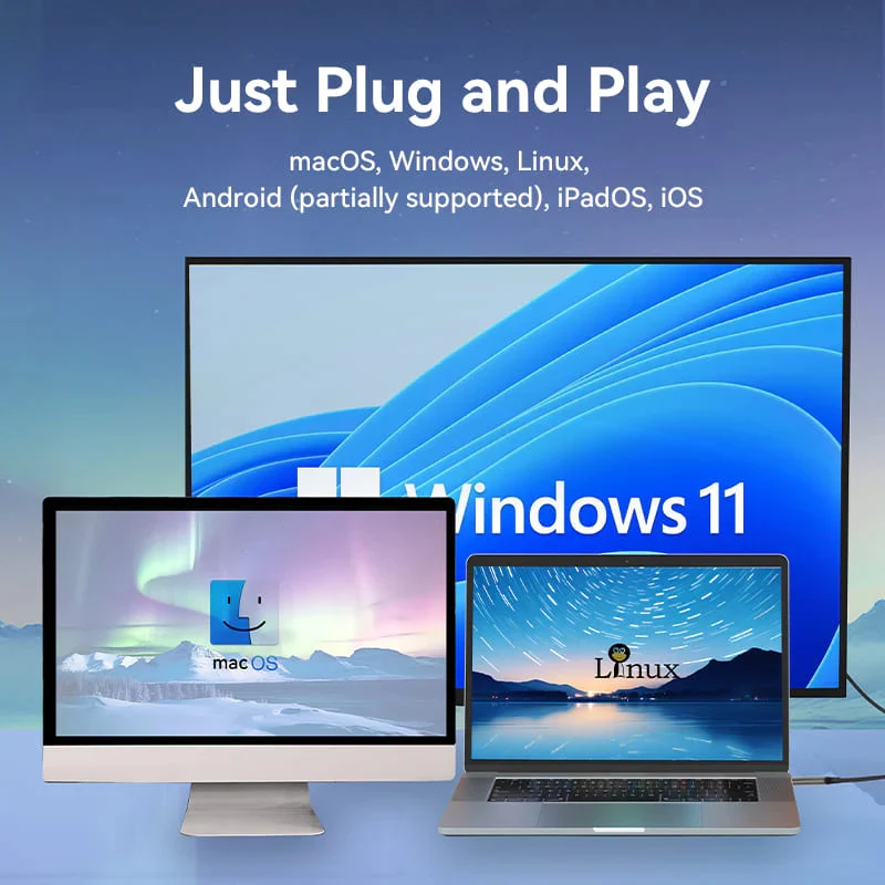 محول فينشن مضفر بالقطن يو إس بي سي إلى ديسبلاي بورت - 8K / بطول 0.25 متر / أسود