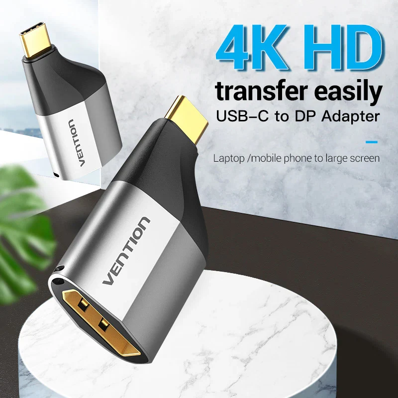 محول فينشن من USB-C إلى ديسبلاي بورت - 4K / رمادي