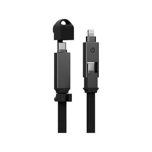 Energea Sheath 2-in-1 USB-C to USB-C + Lightning Cable, 60W, 480Mbps, 1m – Gunmetal