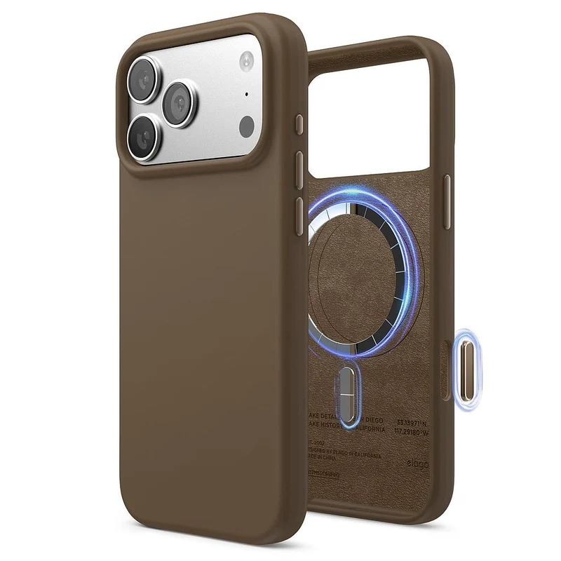 Elago Apple iPhone 18 Pro Max / Apple iPhone 17 Pro Max Magnetic Silicone Case (Camera Control Key Included) - Brown
