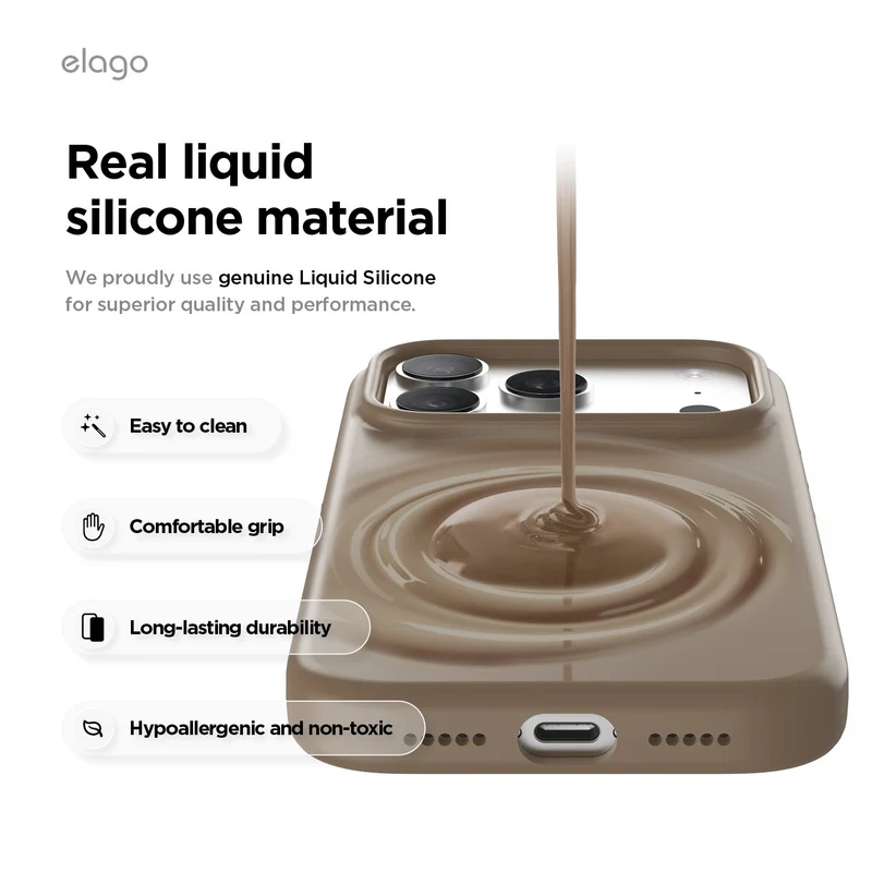 Elago Apple iPhone 18 Pro Max / Apple iPhone 17 Pro Max Magnetic Silicone Case (Camera Control Key Included) - Brown