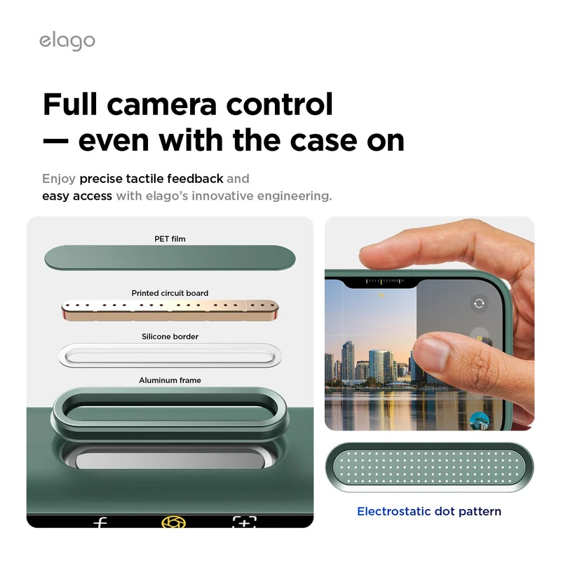 Elago Apple iPhone 18 Pro / Apple iPhone 17 Pro Magnetic Silicone Case (Camera Control Key Included) - Mindnight Green