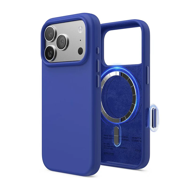 Elago Apple iPhone 18 Pro / Apple iPhone 17 Pro Magnetic Silicone Case (Camera Control Key Included) - Cobalt Blue