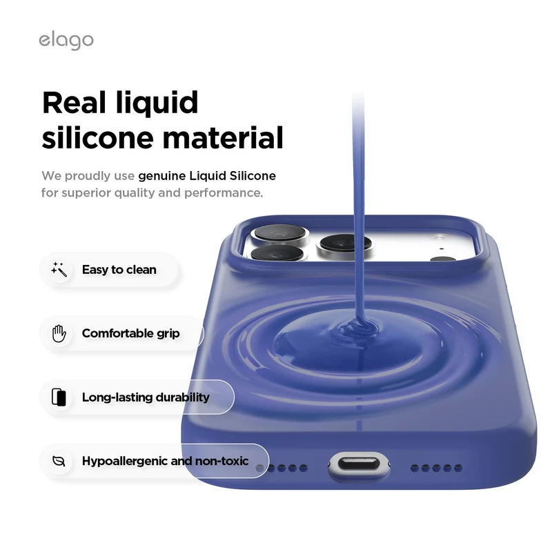 Elago Apple iPhone 18 Pro / Apple iPhone 17 Pro Magnetic Silicone Case (Camera Control Key Included) - Cobalt Blue