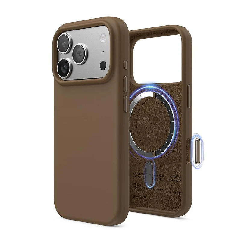 Elago Apple iPhone 18 Pro / Apple iPhone 17 Pro Magnetic Silicone Case (Camera Control Key Included) - Brown