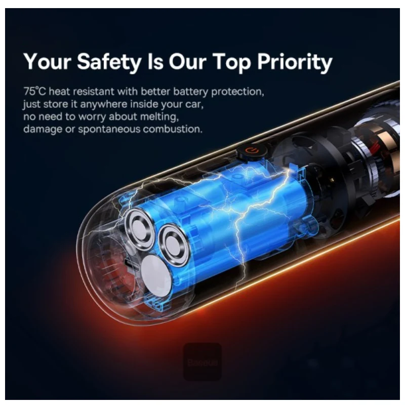 مكنسة سيارة بيسوس A3 لايت، 12000PA، USB-C، أسود