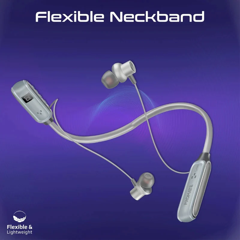 PROMATE Leap Dynamic Wireless Neckband - 800mAh / Silver
