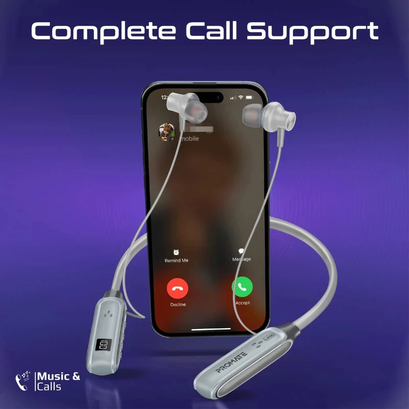 PROMATE Leap Dynamic Wireless Neckband - 800mAh / Silver