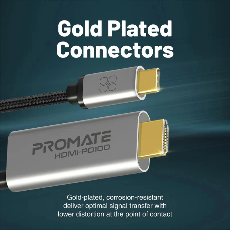 كابل بروميت 4K كريستال كلاريتي من USB-C إلى HDMI، طول 1.8 متر، باللون الفضي