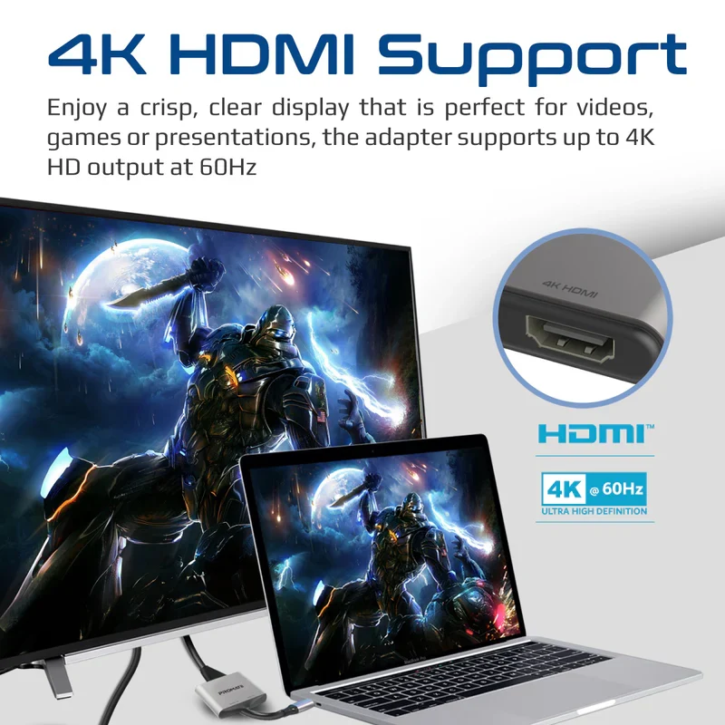 محول بروميت يو إس بي-C إلى منفذي HDMI، بدقة عالية 4K