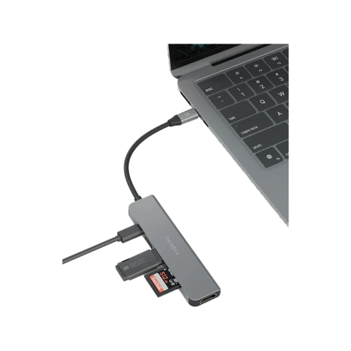 Energea AluHub HD 3 6 in 1 Aluminum Alloy USB-C Hub - Gunmetal