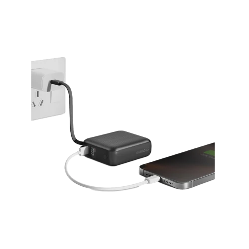 باور بانك إنرجيا إنتجرا ميني 35 بسعة 10000 مللي أمبير ساعة مع كابل USB-C مدمج وشاشة - رمادي معدني