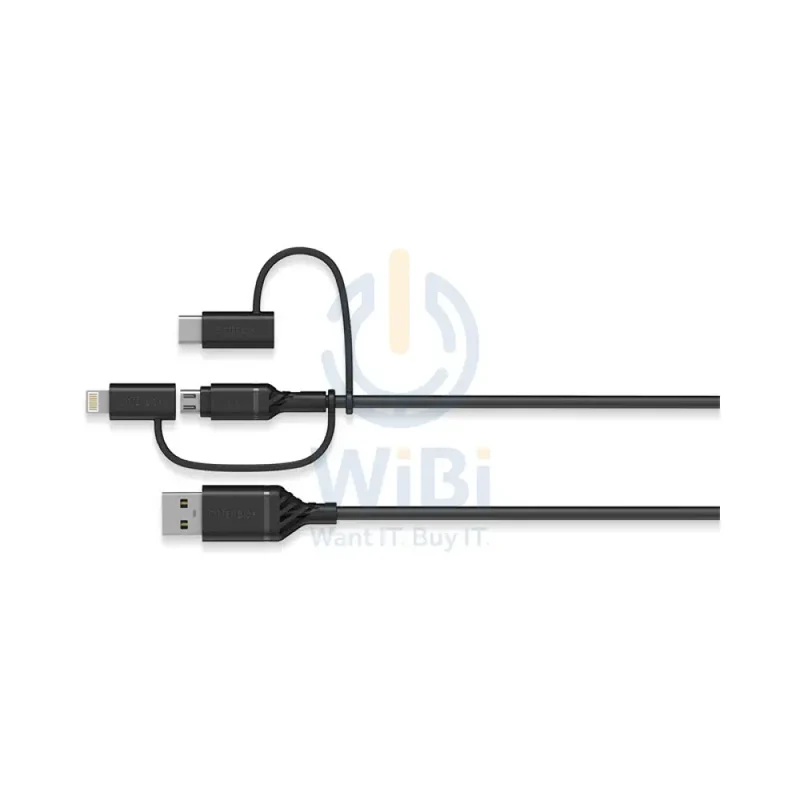 OtterBox 3-in-1 Cable - Micro USB / Lightning / USB-C / Black - (Warehouse Packed)