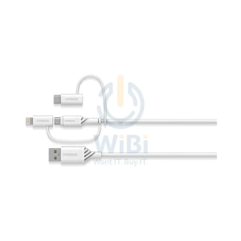OtterBox 3-in-1 Cable - Micro USB / Lightning / USB-C / White - (Warehouse Packed)