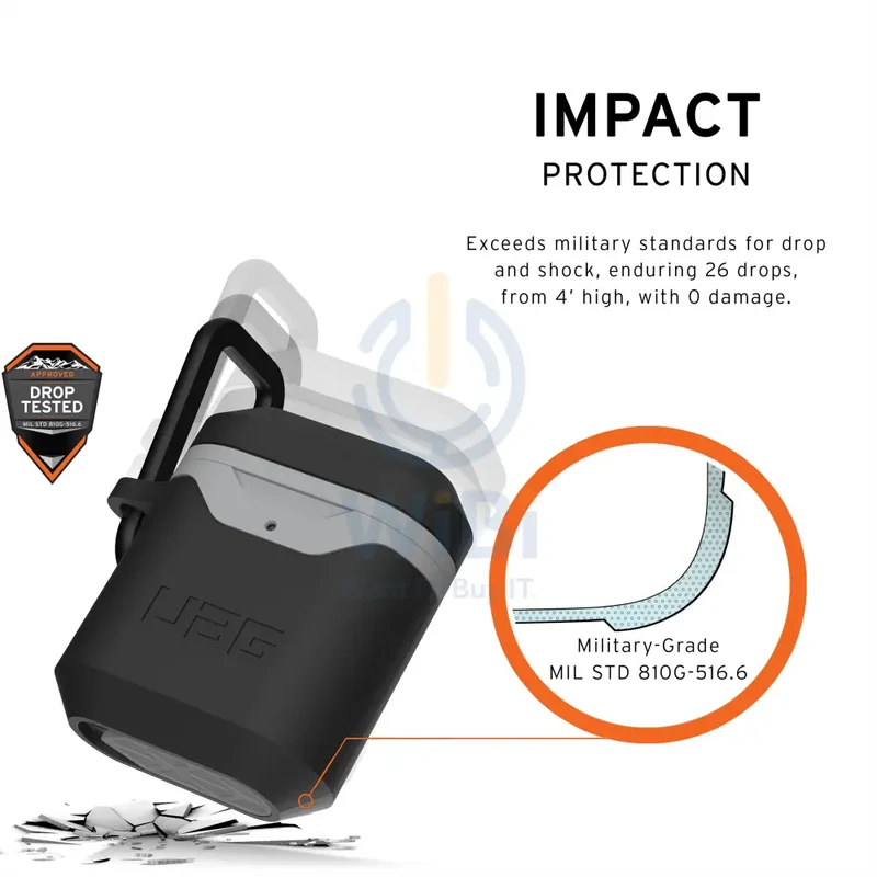 UAG Apple Airpods Gen 1& 2 Hard Case V2 - Black/Grey - Gray - (Warehouse Packed)