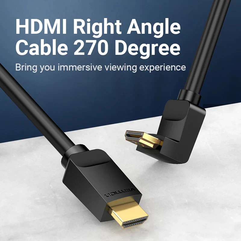 كابل فينشن HDMI بزاوية 270 درجة، 4K / بطول 2 متر / باللون الأسود