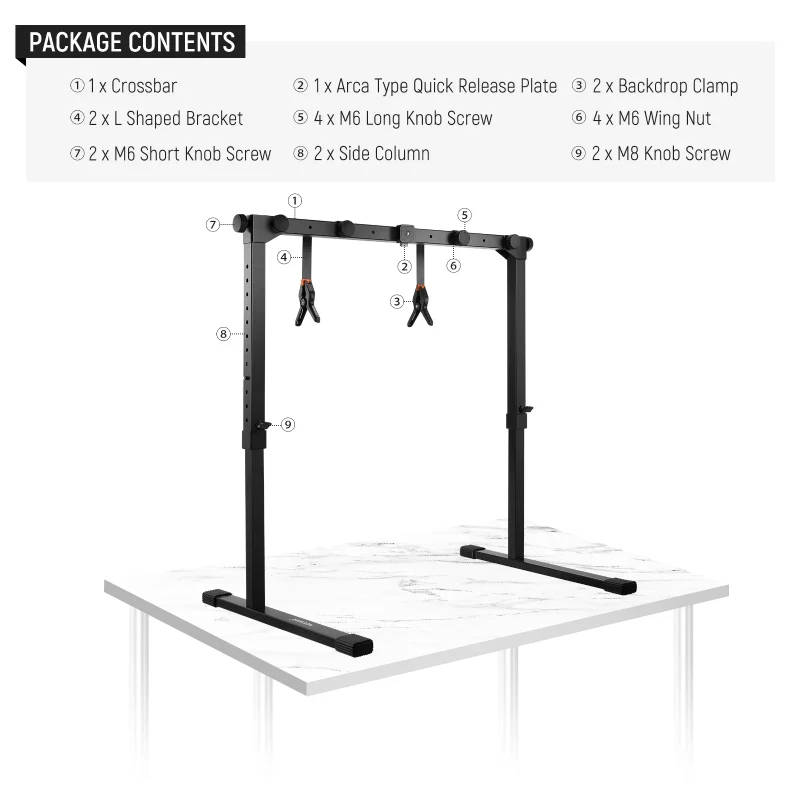 NEEWER ST200 Overhead Camera Mount Rig with Arca Type QR Plate - Black