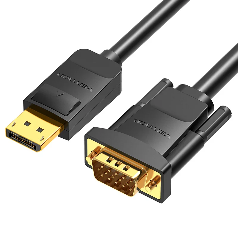 كابل فينشن ديسبلاي بورت إلى VGA، بدقة 1080P، طول 2 متر، باللون الأسود