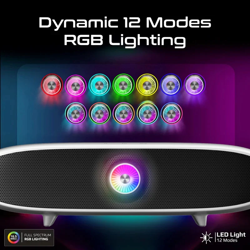 مكبر صوت ساوند بار لاسلكي بروميت دلتا X بقدرة 20 واط مع تعزيز الجهير و4 وحدات صوت وإضاءة RGB - مدى يصل إلى 20 متر / بطارية 6400 مللي أمبير ساعة / أبيض