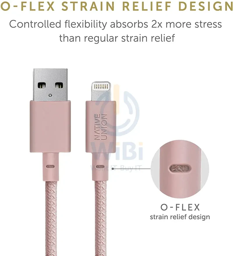 كابل نيتيف يونيون بيلت من USB-A إلى لايتنينج بطول 1.2 متر - وردي - (معبأ في المستودع)