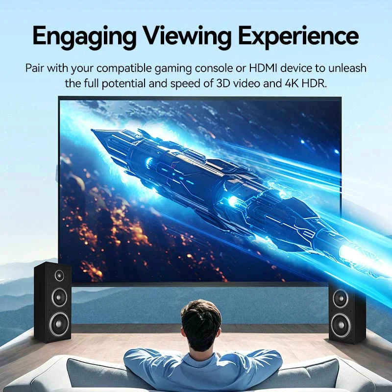 كابل فينشن HDMI، 4K، بسرعة 10.2 جيجابت في الثانية، بطول 10 متر، باللون الأسود