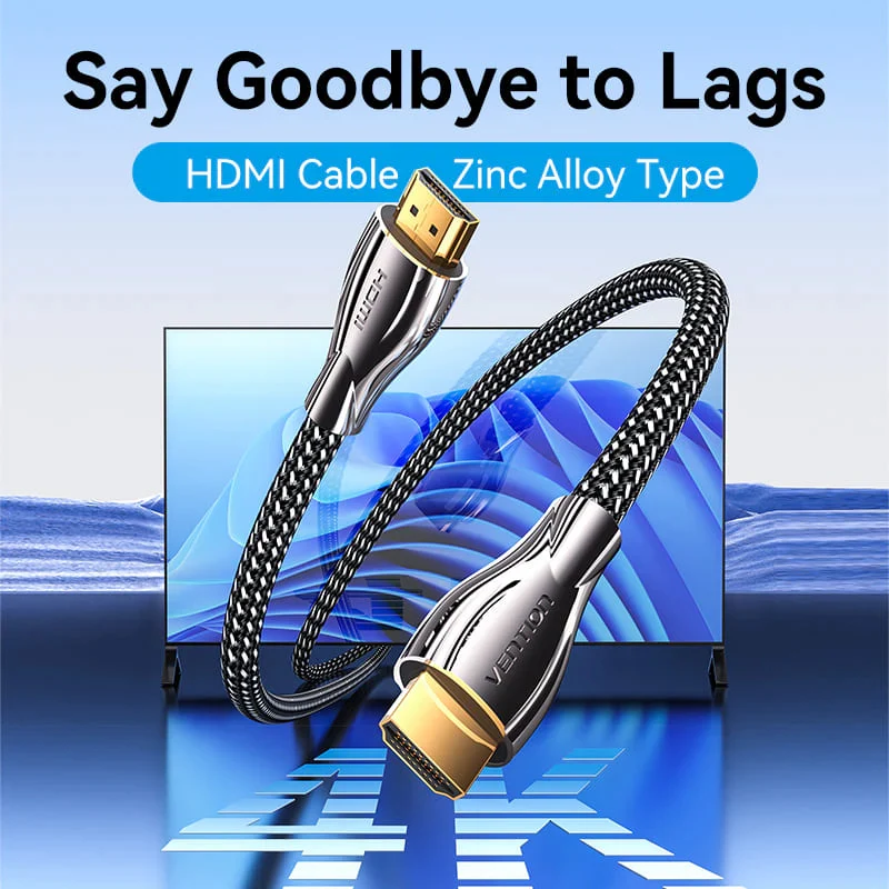 كابل HDMI مضفر بالقطن من فينشن – دقة 4K / طول 15 متر / أسود