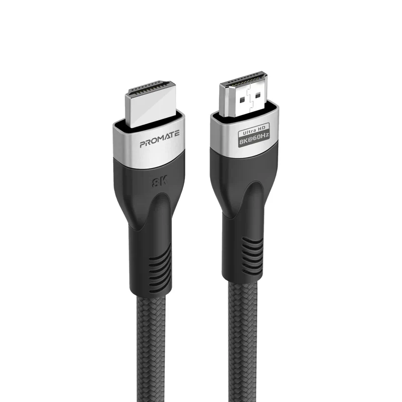 كابل HDMI بروميت معتمد فائق السرعة بدقة 8K بتردد 60 هرتز – طول 5 متر / رمادي
