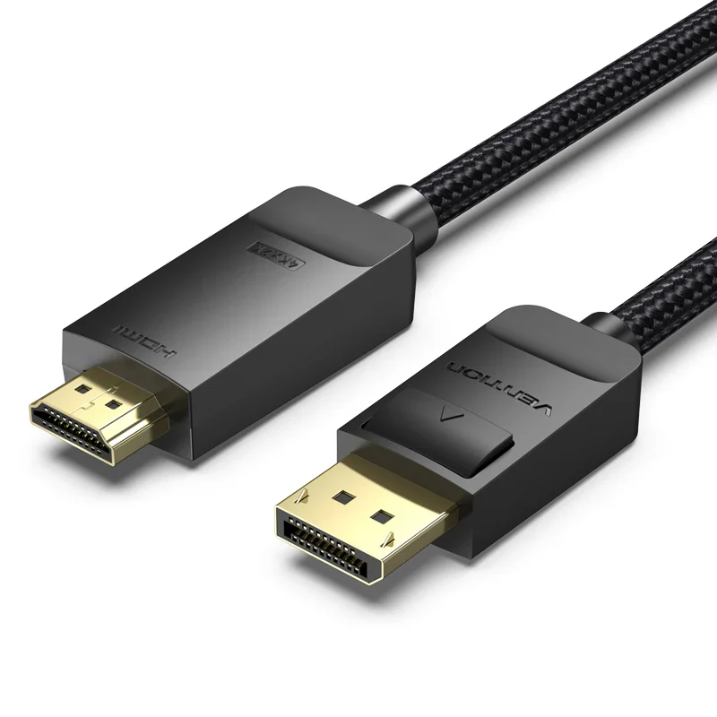 كابل HDMI فينشن مضفر بالقطن من ذكر إلى ذكر ديسبلاي بورت - 4K / 3 متر / أسود