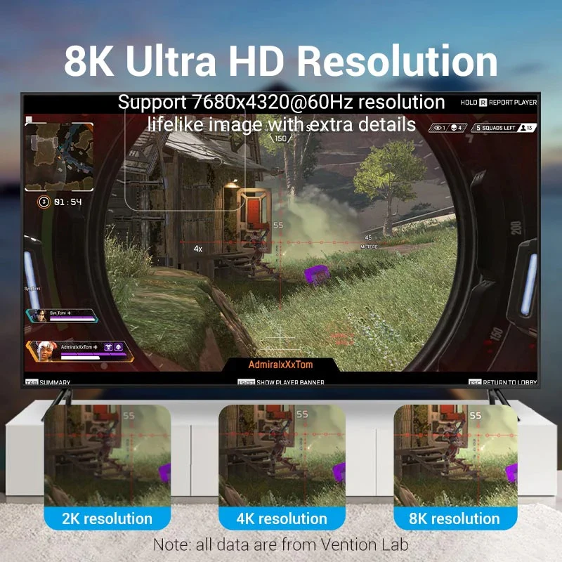 كابل ديسبلاي بورت فينشن، بدقة 8K، وبسرعة 32.4 جيجابت في الثانية، بطول 3 متر، باللون الأزرق