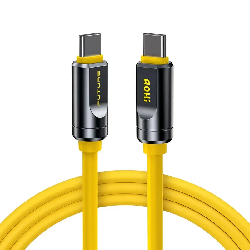 كابل AOHi فيوتشر ثندربولت 5.0، 240 واط، USB-C، 1 متر، أصفر