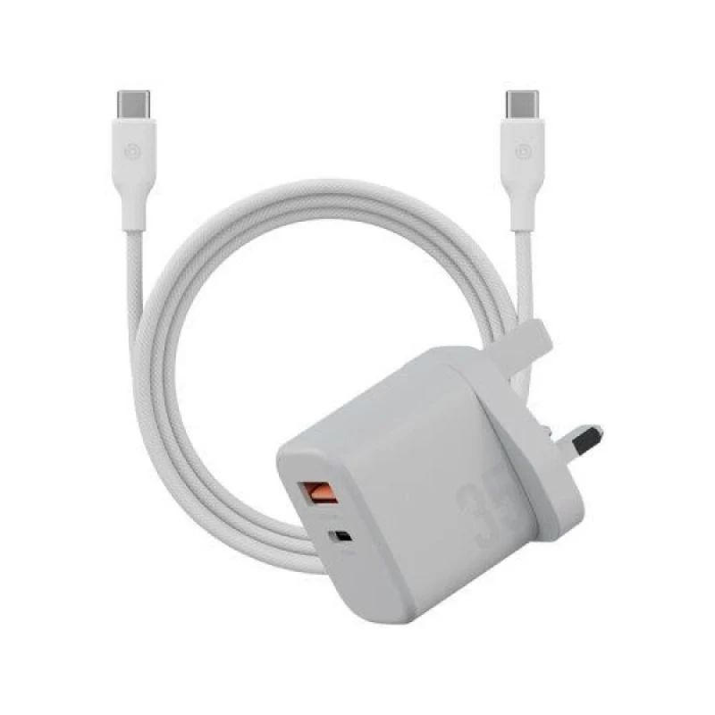 Bazic Goport Velox Bundle, 1C1A Charger 35W(Uk) With Weave Cable - Vanilla
