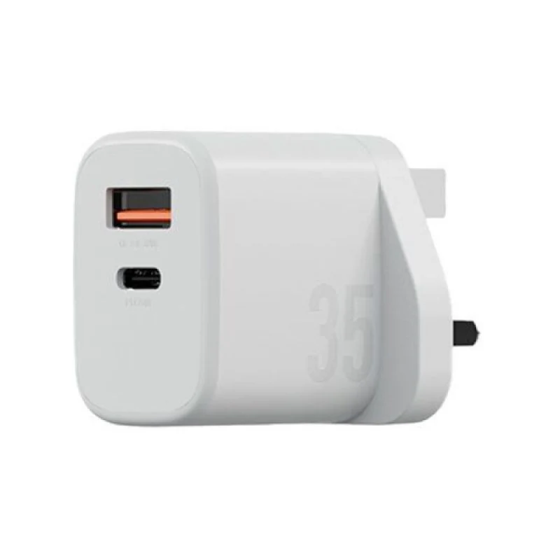 Bazic Goport Velox Bundle, 1C1A Charger 35W(Uk) With Weave Cable - Vanilla