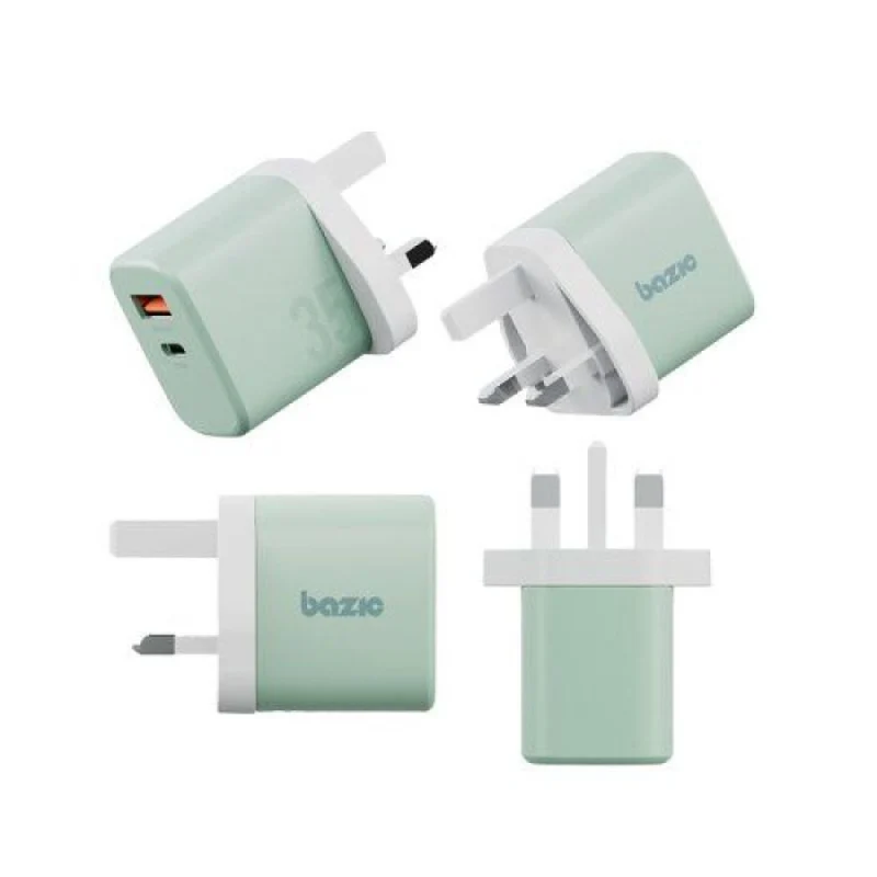طقم بيزيك جو بورت فيلوكس، شاحن بمنفذ USB-C ومنفذ USB-A بقدرة 35 واط (قابس بريطاني) مع كابل ويف - فستقي