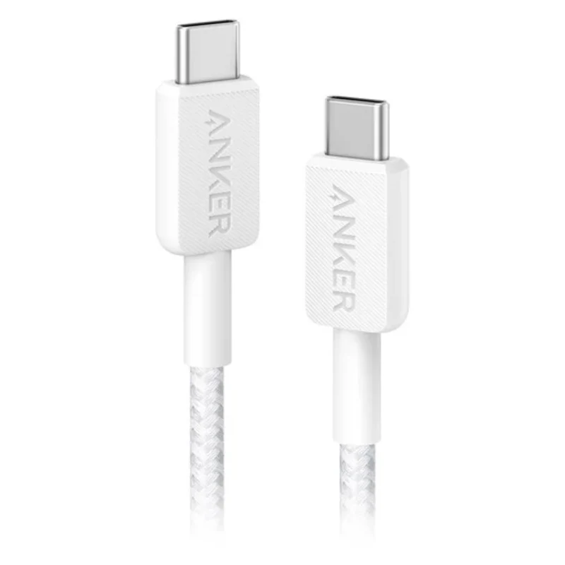 كابل أنكر 322 من USB-C إلى USB-C، 60 واط، بطول 0.9 متر، أبيض