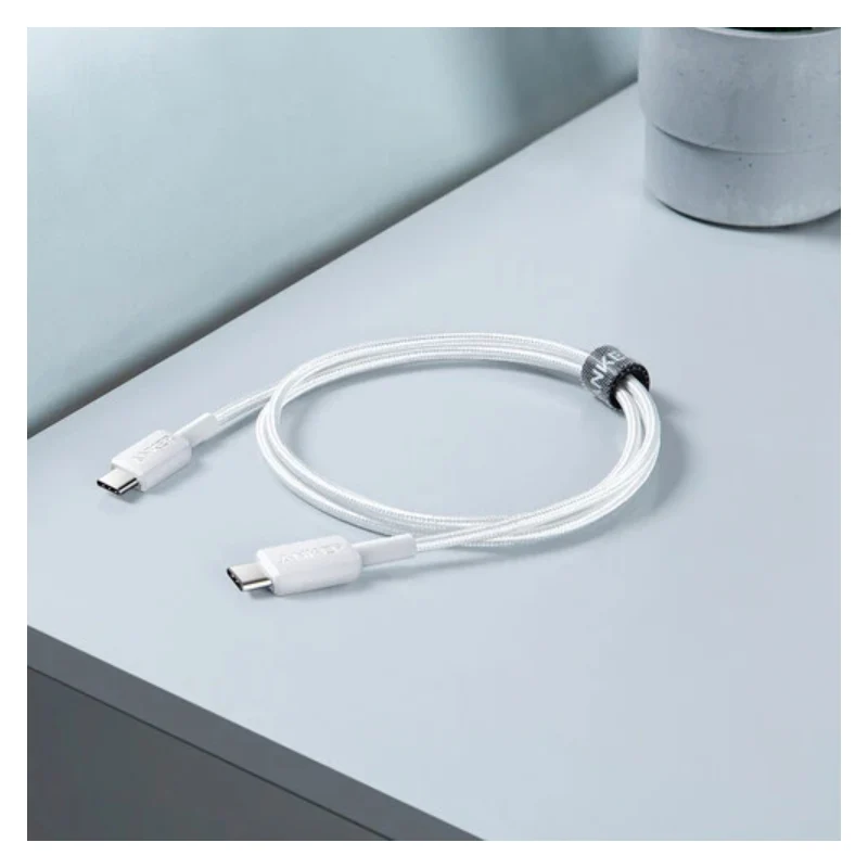 كابل أنكر 322 من USB-C إلى USB-C، 60 واط، بطول 0.9 متر، أبيض