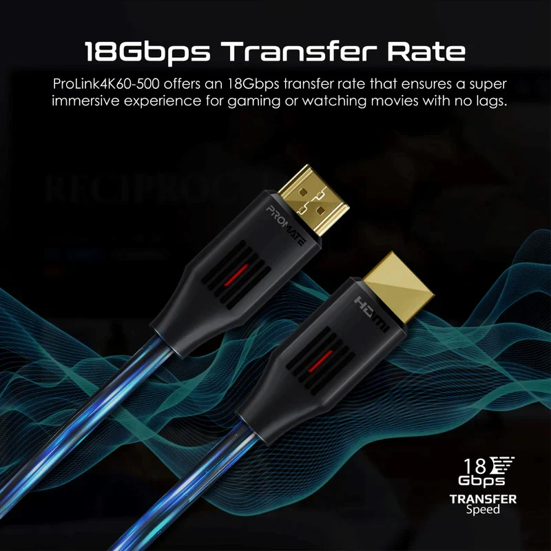 كابل بروميت صوت وفيديو إتش دي إم آي فائق الدقة 4K@60Hz - بطول 3 متر / سرعة 18 جيجابت في الثانية / أسود