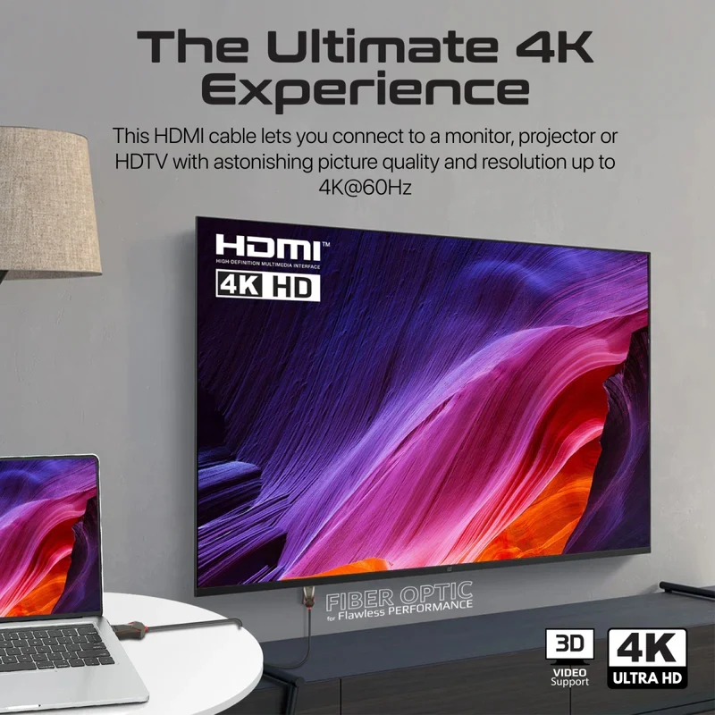 كابل صوت وفيديو HDMI 2.0 أحادي الاتجاه بروميت HD بدقة 4K@60Hz، 20 متر، 18 جيجابت في الثانية، أسود