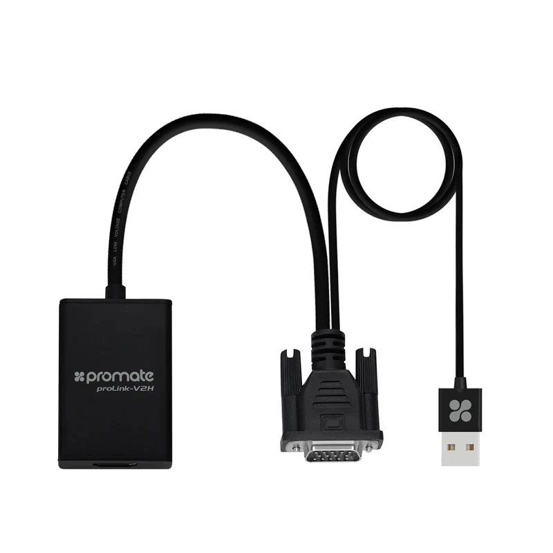 محول بروميت VGA إلى إتش دي إم آي، بدقة تصل إلى 1920 × 1080 / أسود