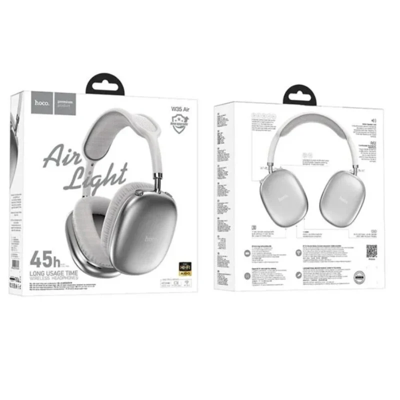 HOCO W35 Air Triumph Wireless Headphones - Bluetooth / 400mAh / Silver