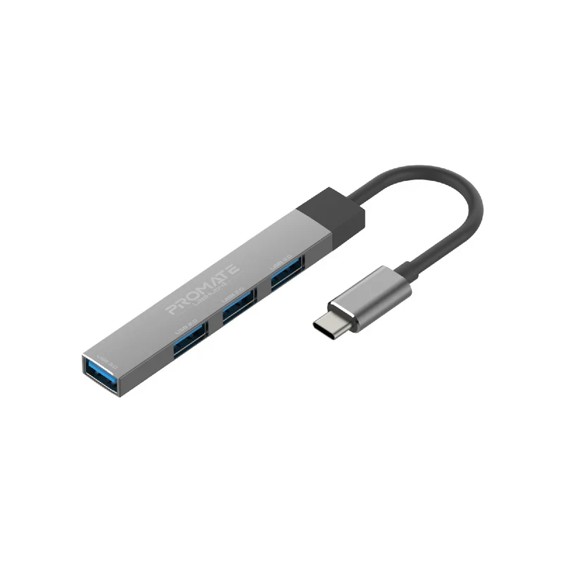 موزع متعدد المنافذ بروميت USB-C ‏4 في 1 - USB-A / USB-C / رمادي