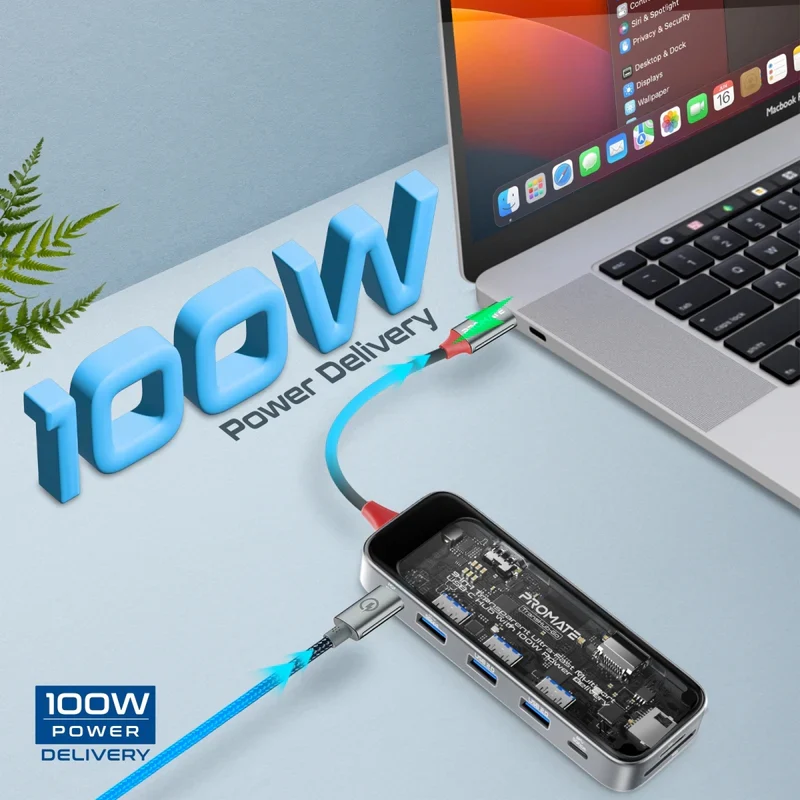 هب بروميت 9 في 1 شفاف، يو إس بي-C / HDMI / USB 3.0